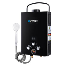 Load image into Gallery viewer, Devanti Portable Gas Water Heater 8L/Min LPG System Black
