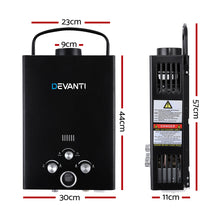 Load image into Gallery viewer, Devanti Portable Gas Water Heater 8L/Min LPG System Black
