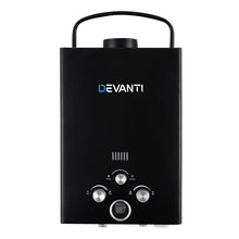 Load image into Gallery viewer, Devanti Portable Gas Water Heater 8L/Min LPG System Black
